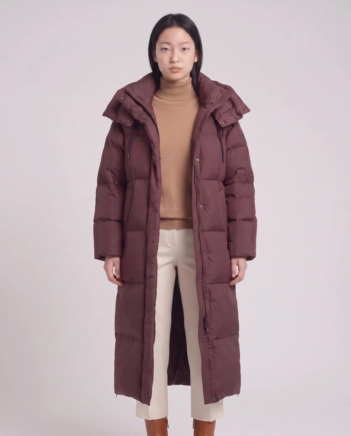 Doudoune maxi oversize à capuche et pressions