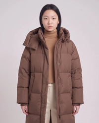 Doudoune maxi oversize à capuche et pressions