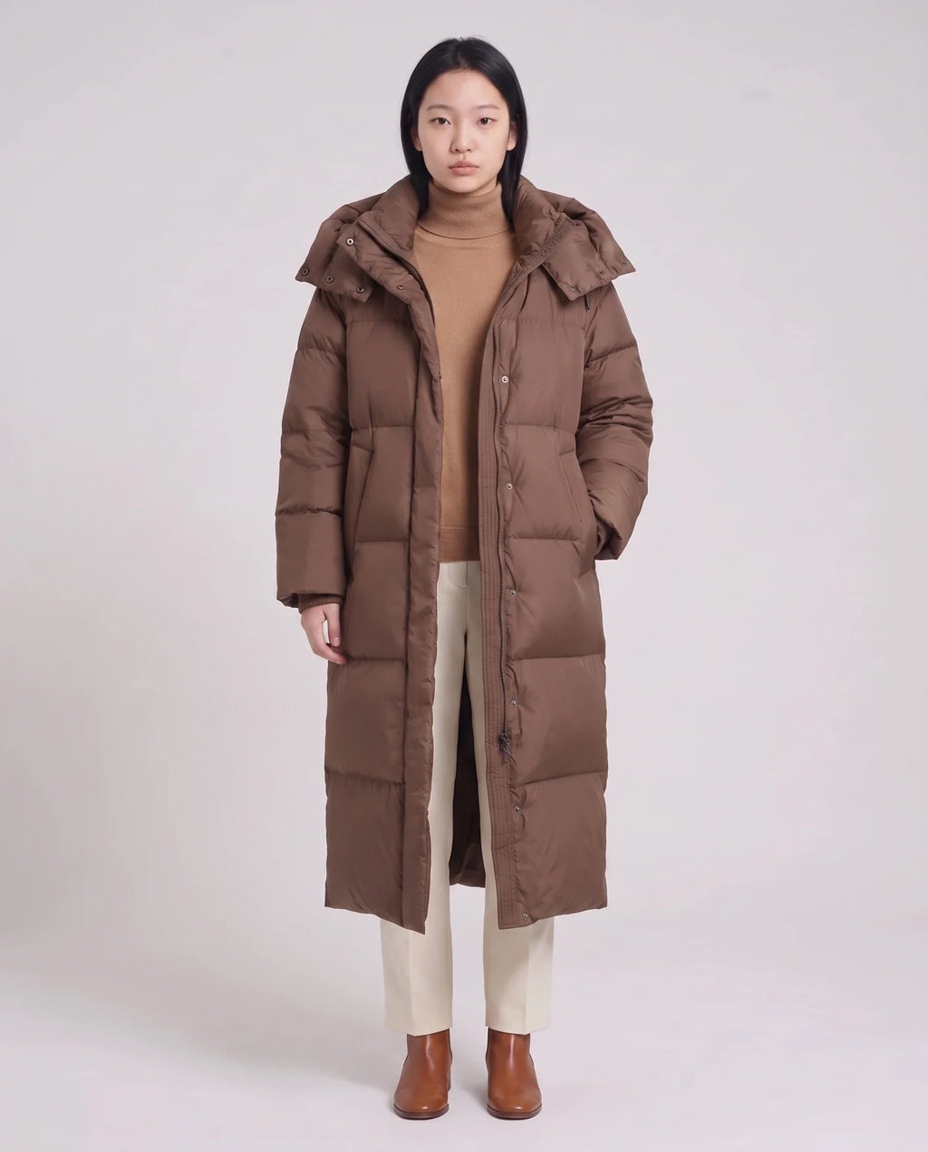 Doudoune maxi oversize à capuche et pressions