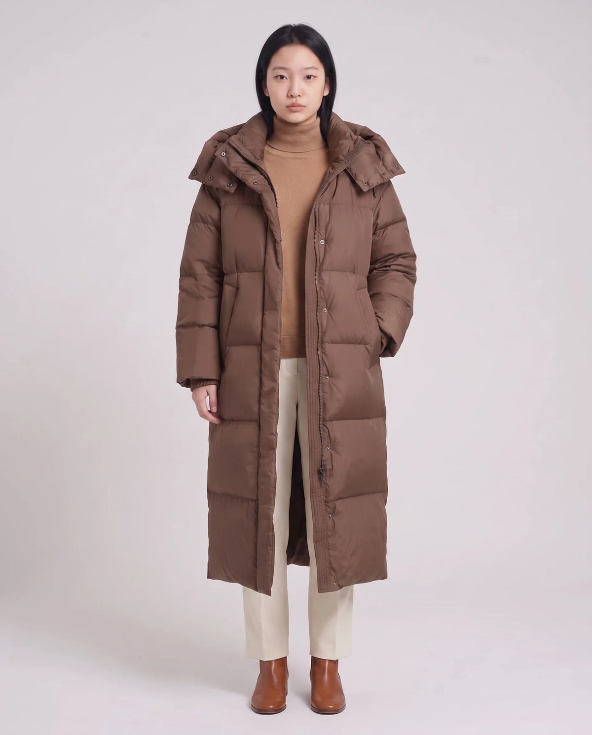 Doudoune maxi oversize à capuche et pressions