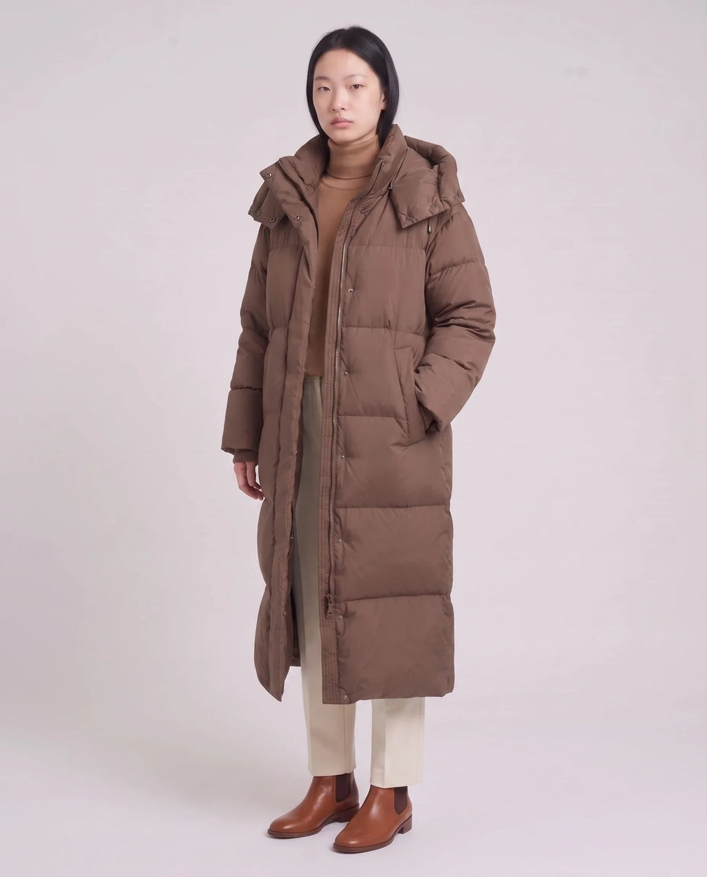 Doudoune maxi oversize à capuche et pressions