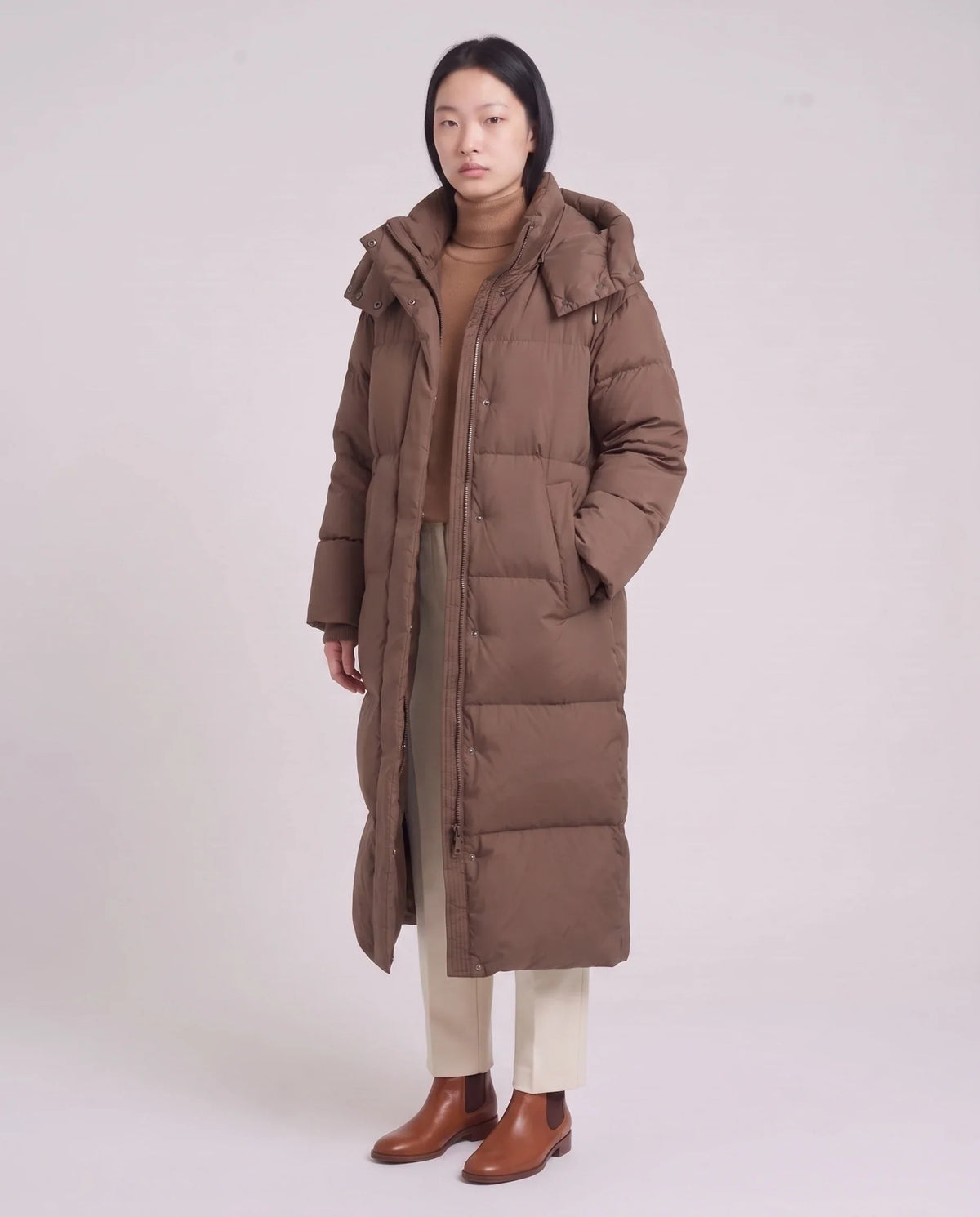 Doudoune maxi oversize à capuche et pressions