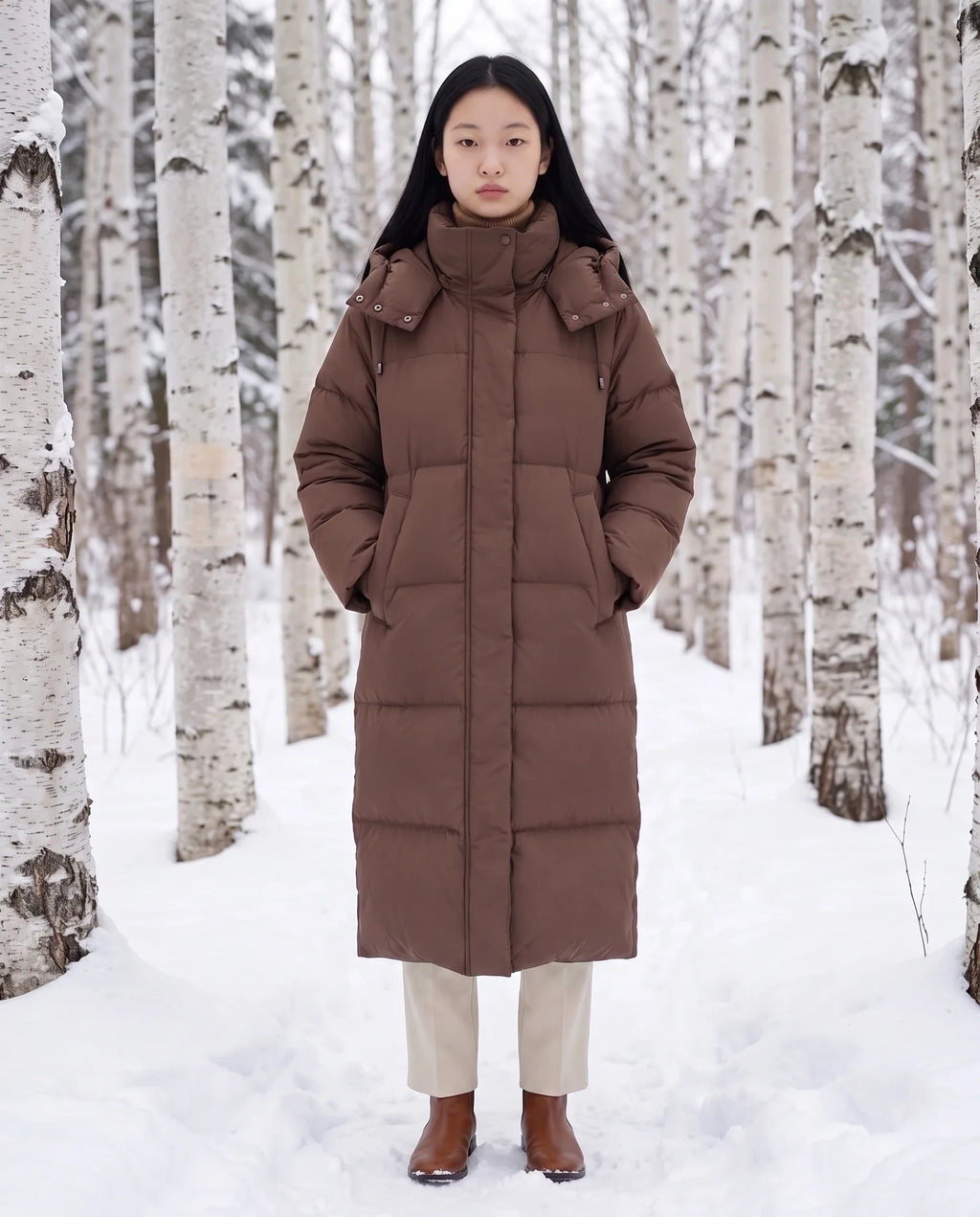 Doudoune maxi oversize à capuche et pressions