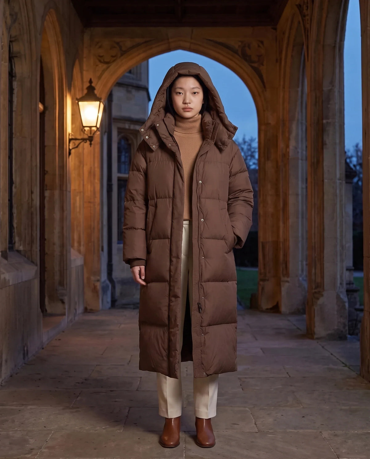 Doudoune maxi oversize à capuche et pressions