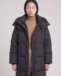 Doudoune maxi oversize à capuche et pressions