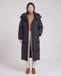Doudoune maxi oversize à capuche et pressions