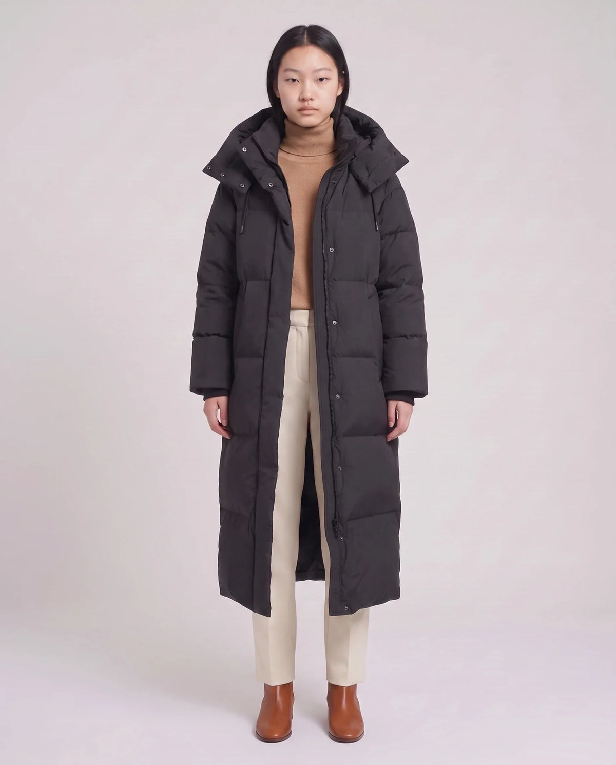 Doudoune maxi oversize à capuche et pressions
