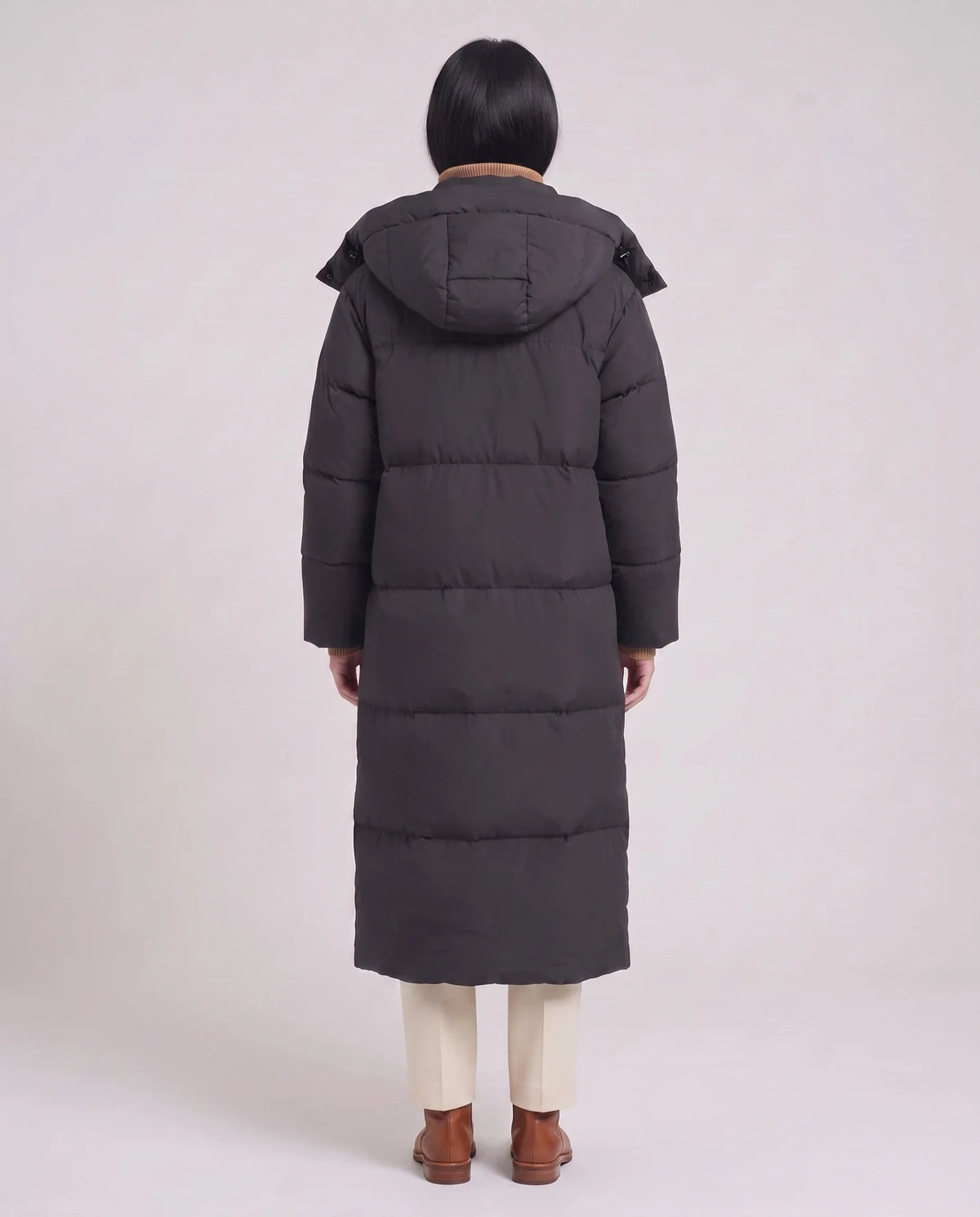 Doudoune maxi oversize à capuche et pressions