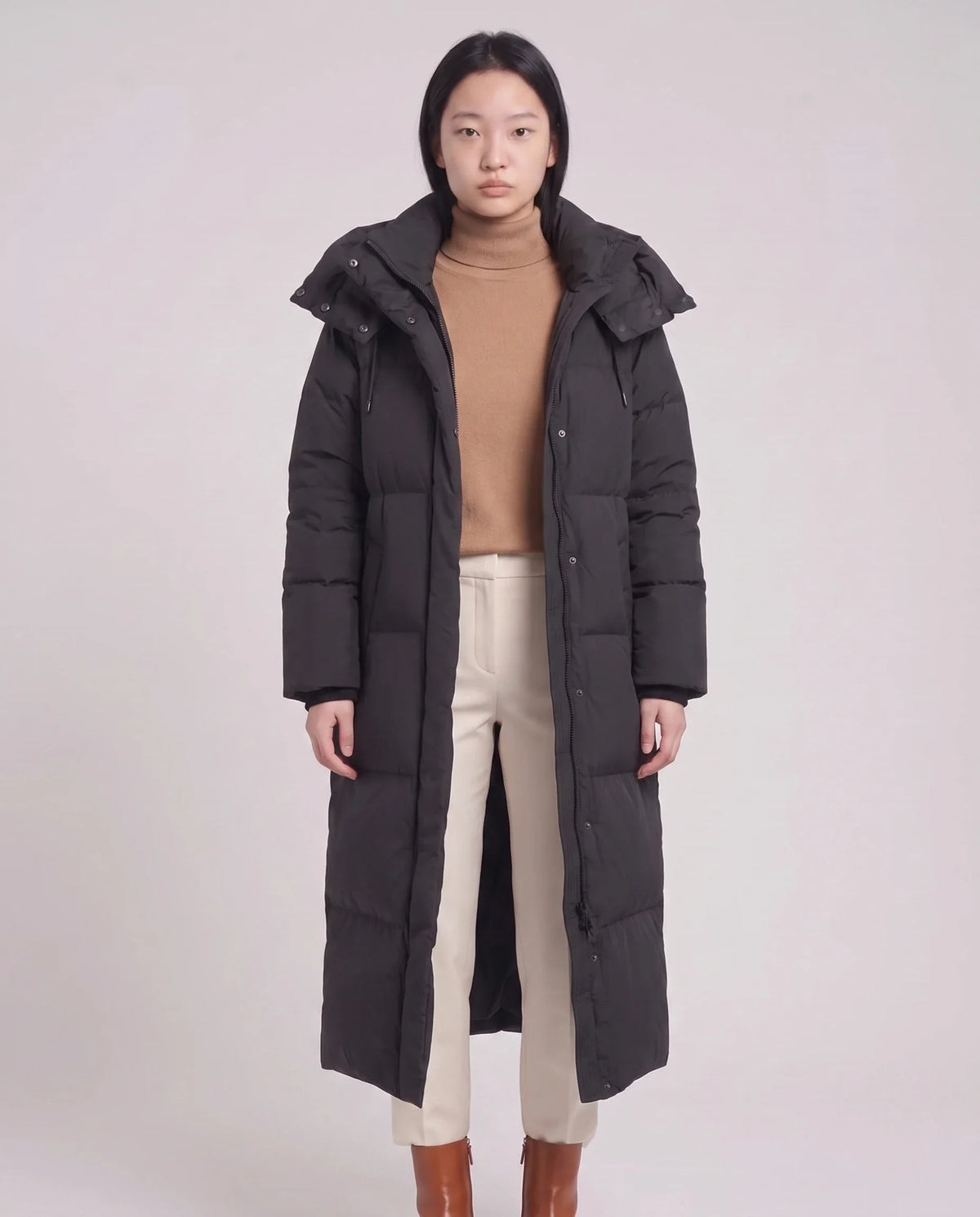 Doudoune maxi oversize à capuche et pressions