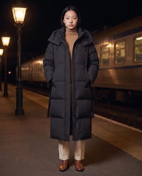 Doudoune maxi oversize à capuche et pressions