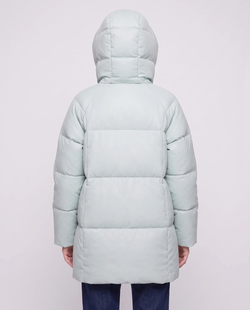 Doudoune mi-longue à grande capuche cheminée