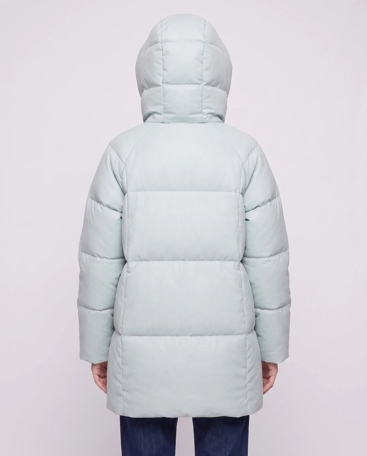 Doudoune mi-longue à grande capuche cheminée