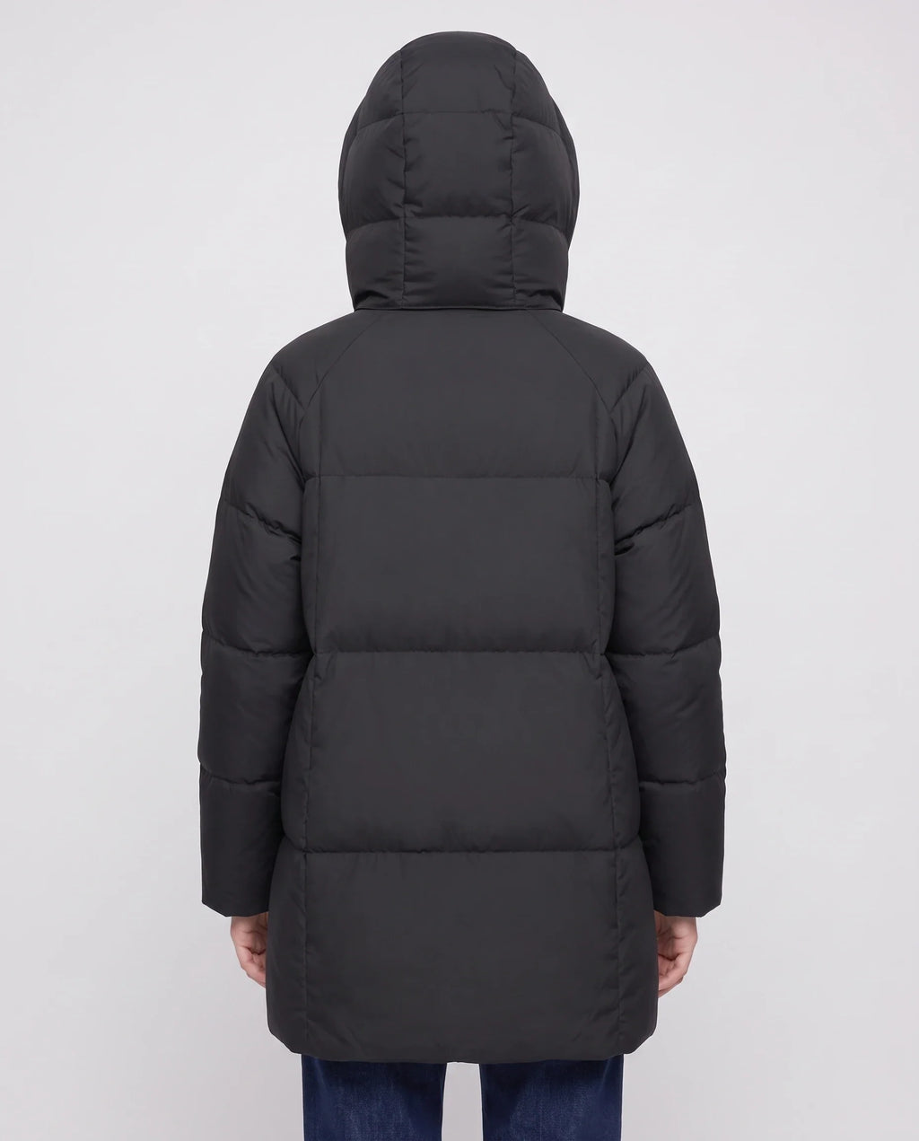 Doudoune mi-longue à grande capuche cheminée