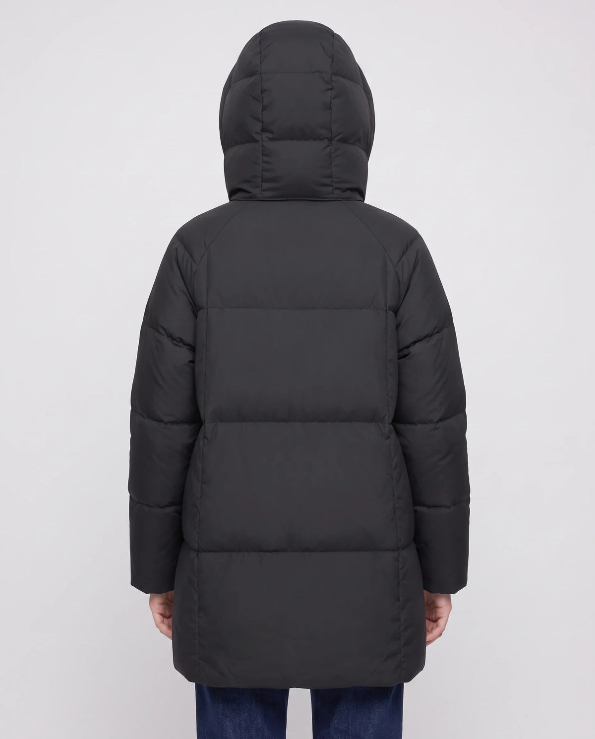 Doudoune mi-longue à grande capuche cheminée