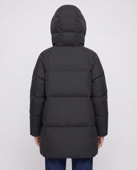 Doudoune mi-longue à grande capuche cheminée