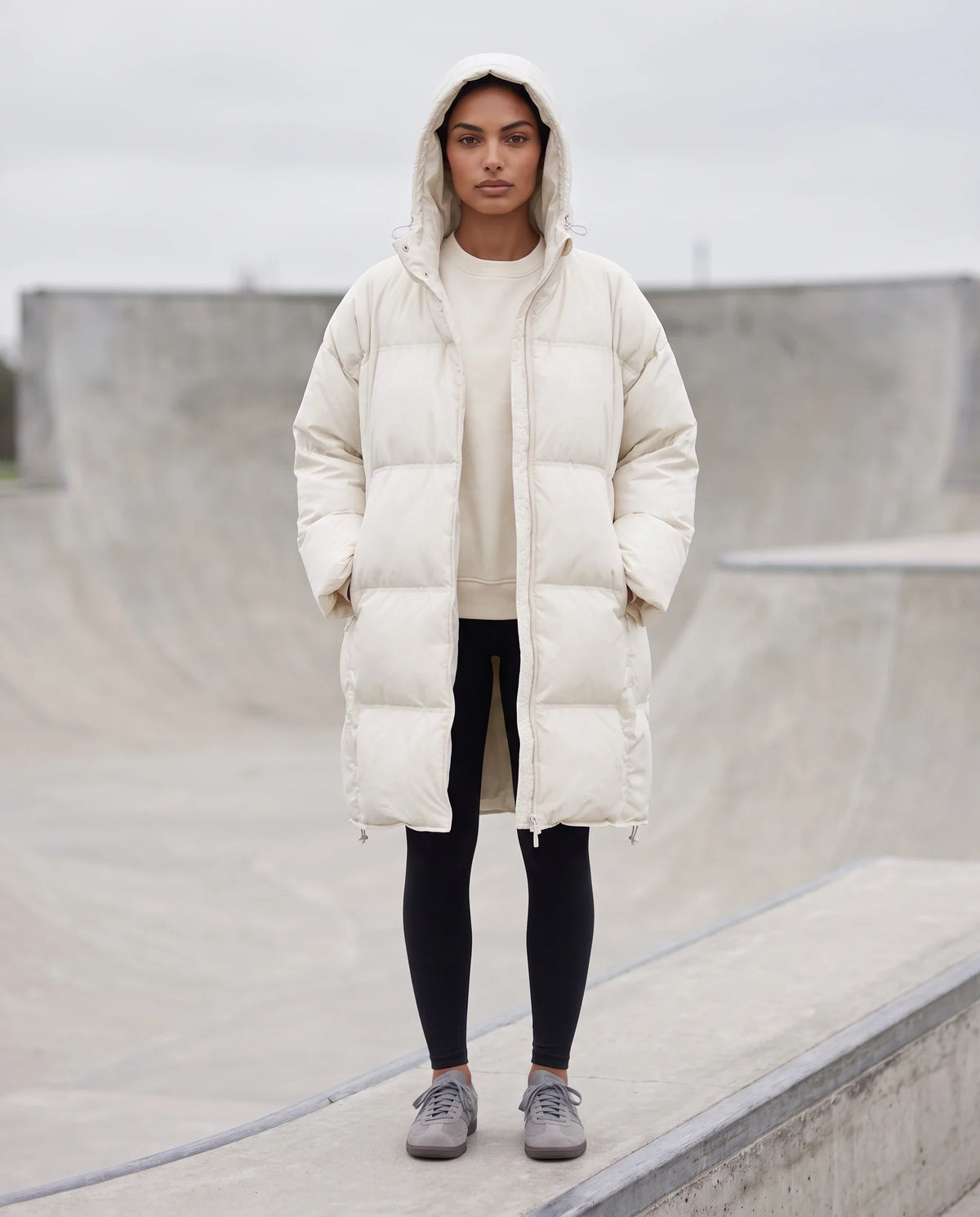 Doudoune mi-longue oversize à capuche