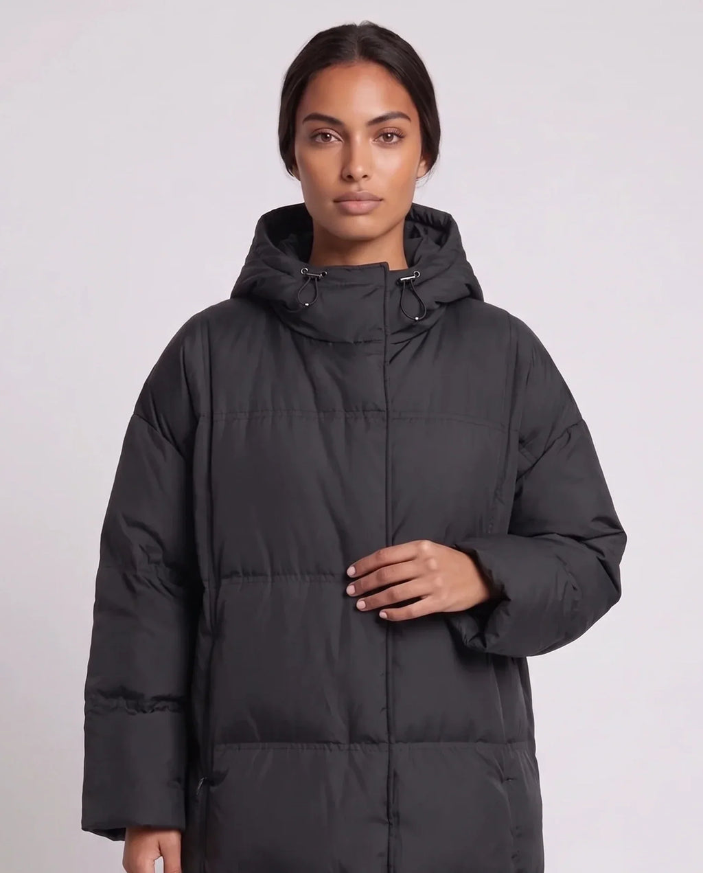 Doudoune mi-longue oversize à capuche