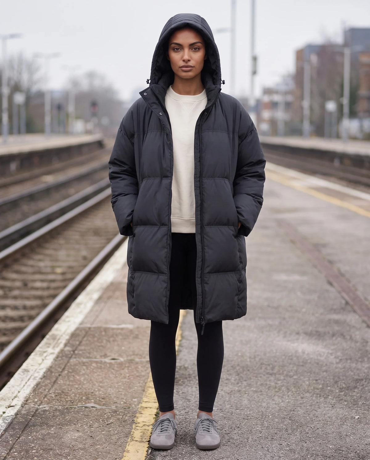 Doudoune mi-longue oversize à capuche