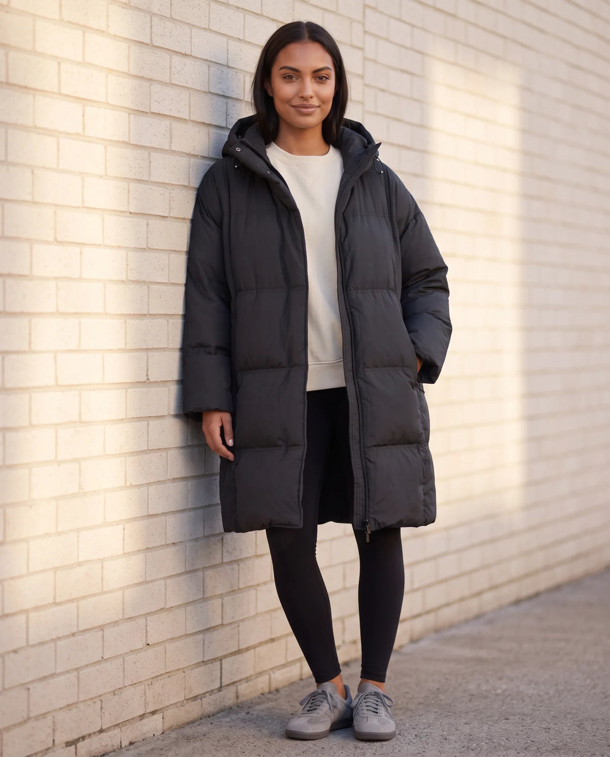 Doudoune mi-longue oversize à capuche