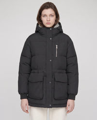 Doudoune mi-longue façon parka à poches plaquées