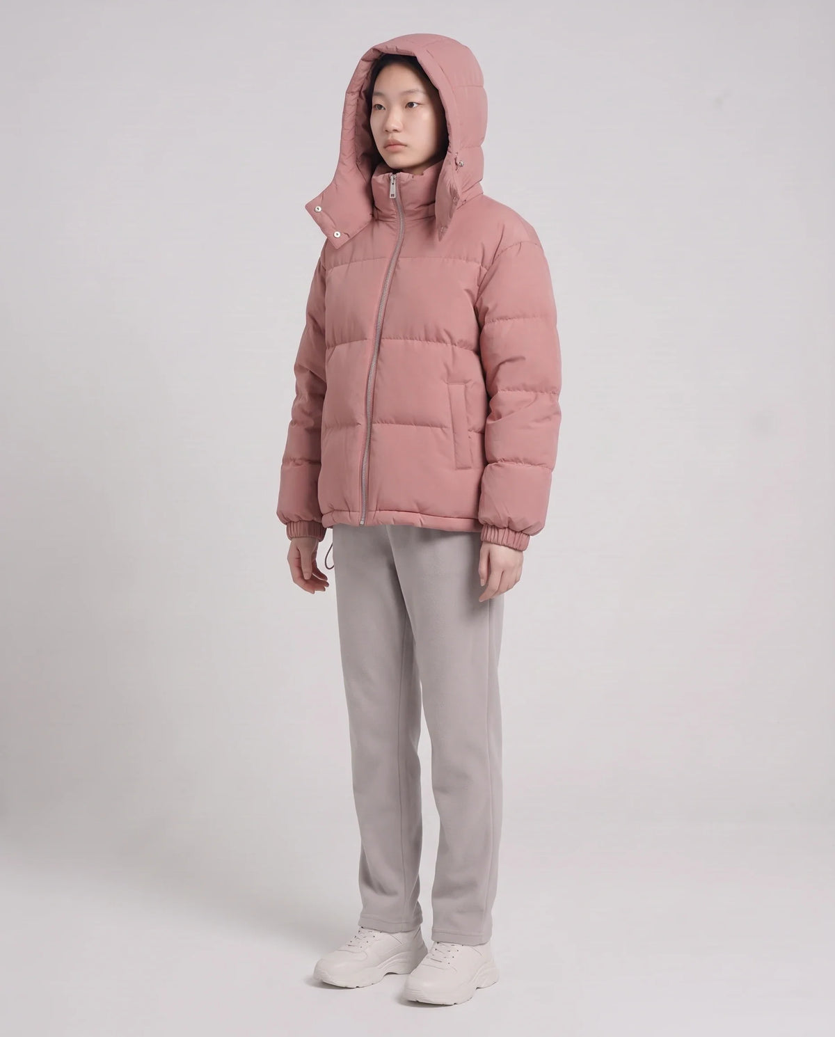 Doudoune courte oversize à capuche amovible