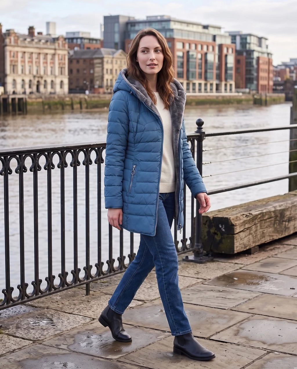 Doudoune mi-longue doublée polaire