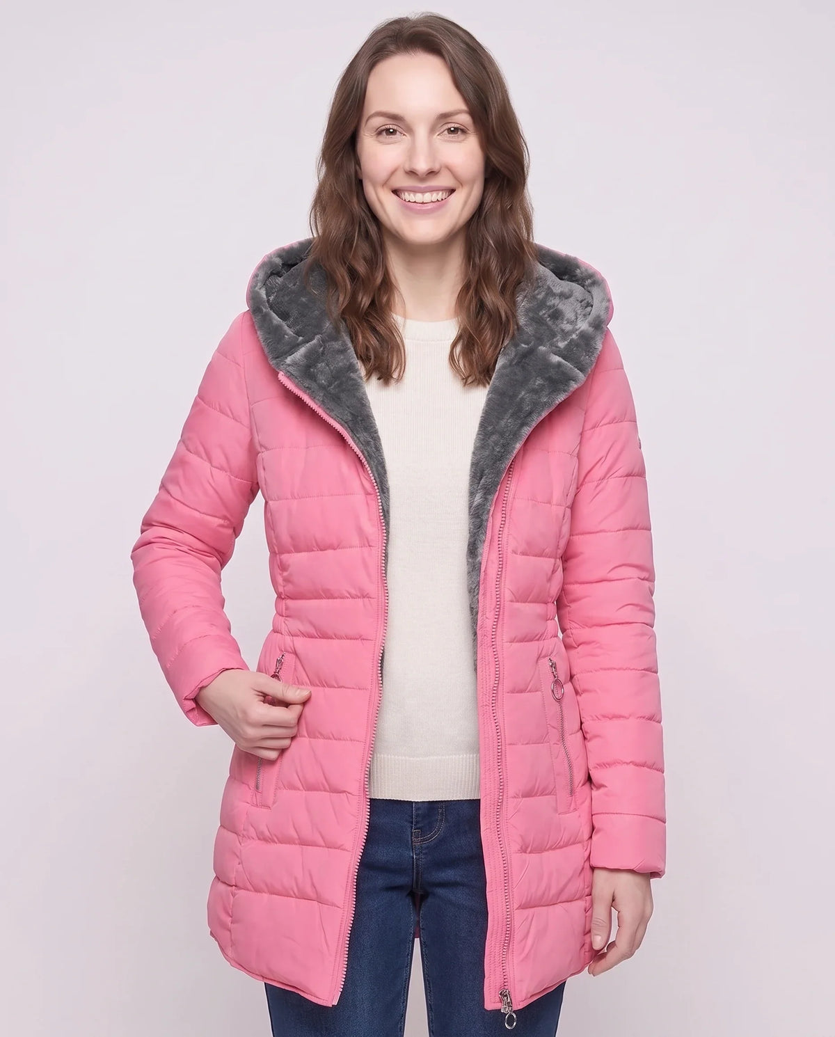 Doudoune mi-longue doublée polaire