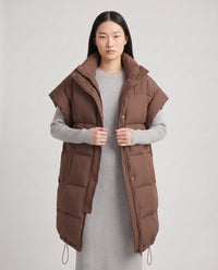 Doudoune sans manches longue oversize à patte plissée