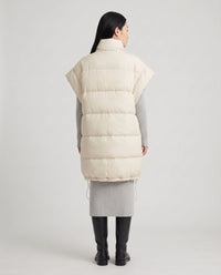 Doudoune sans manches longue oversize à patte plissée