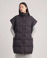 Doudoune sans manches longue oversize à patte plissée