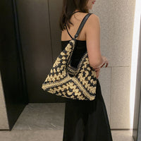 Sac cabas en paille à fermeture magnétique