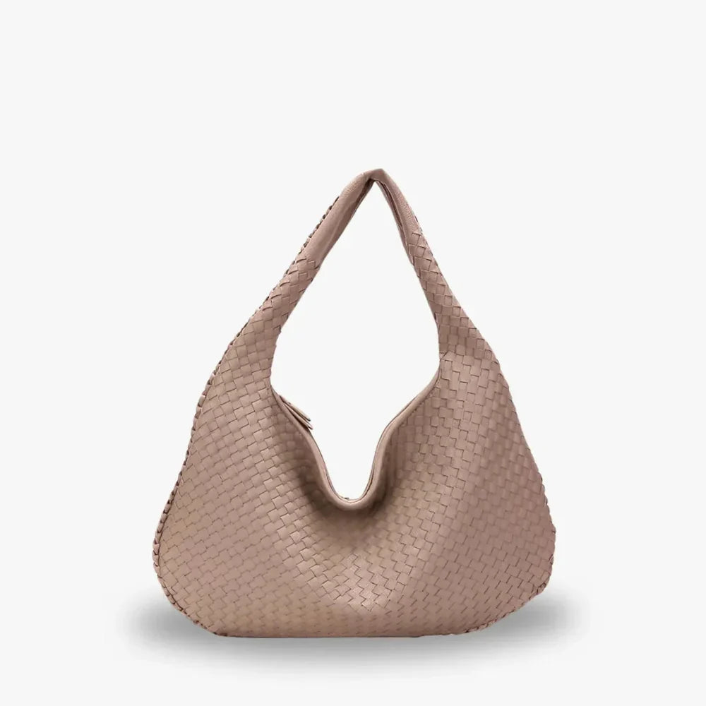 Sac hobo tressé en simili cuir à fermeture zippée