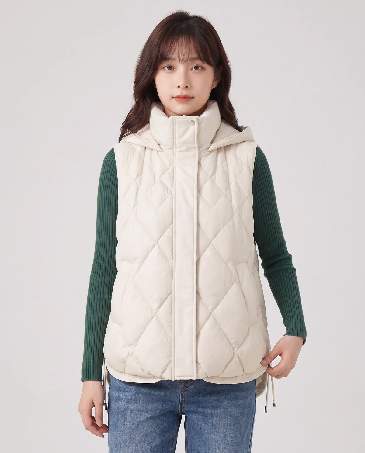Gilet sans manches à capuche matelassé