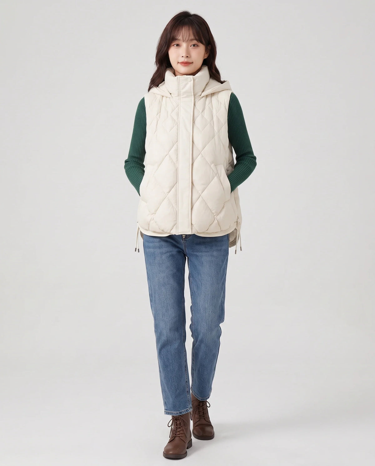 Gilet sans manches à capuche matelassé