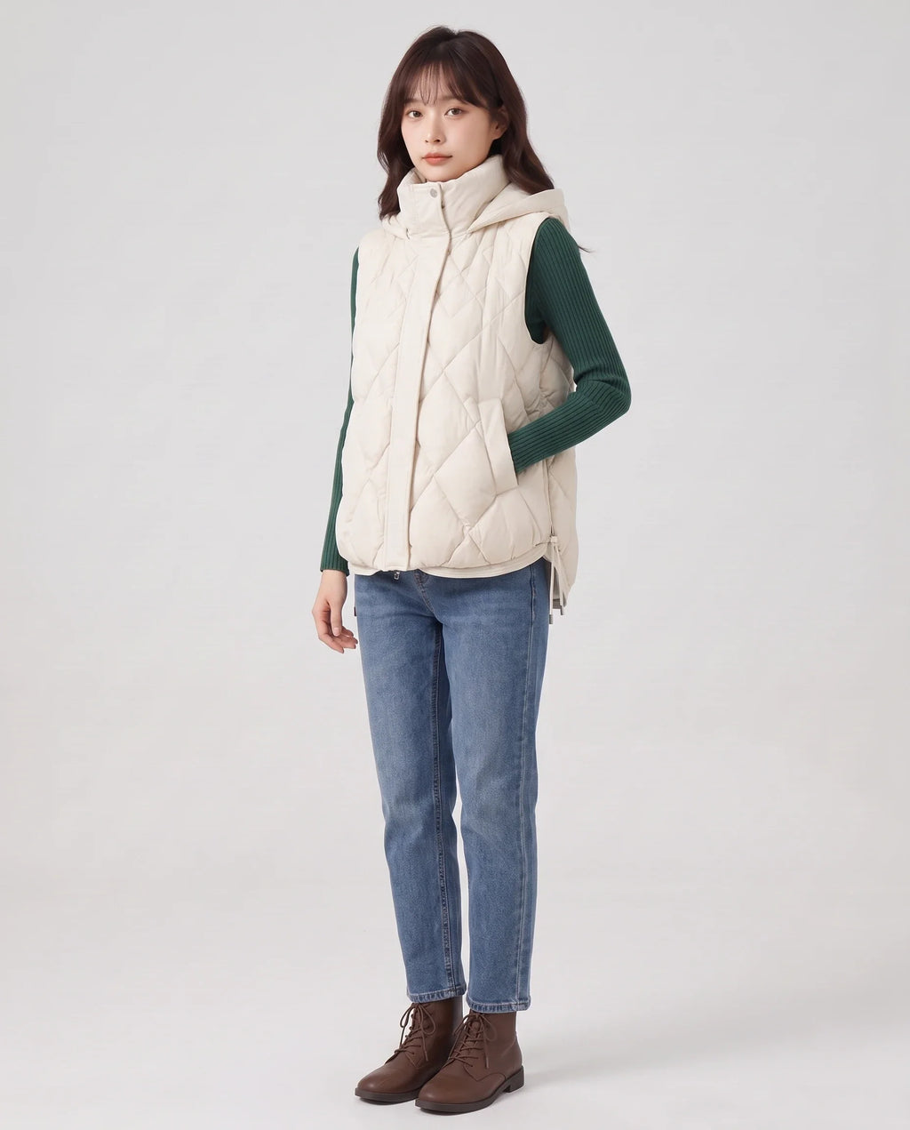 Gilet sans manches à capuche matelassé