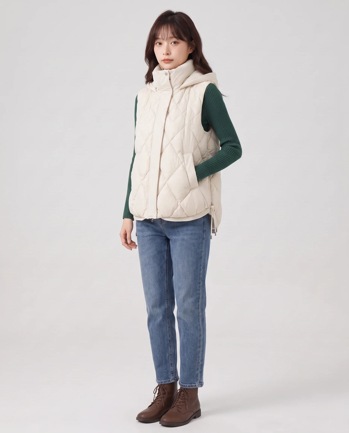 Gilet sans manches à capuche matelassé