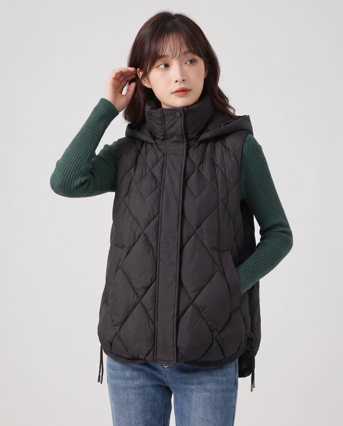 Gilet sans manches à capuche matelassé