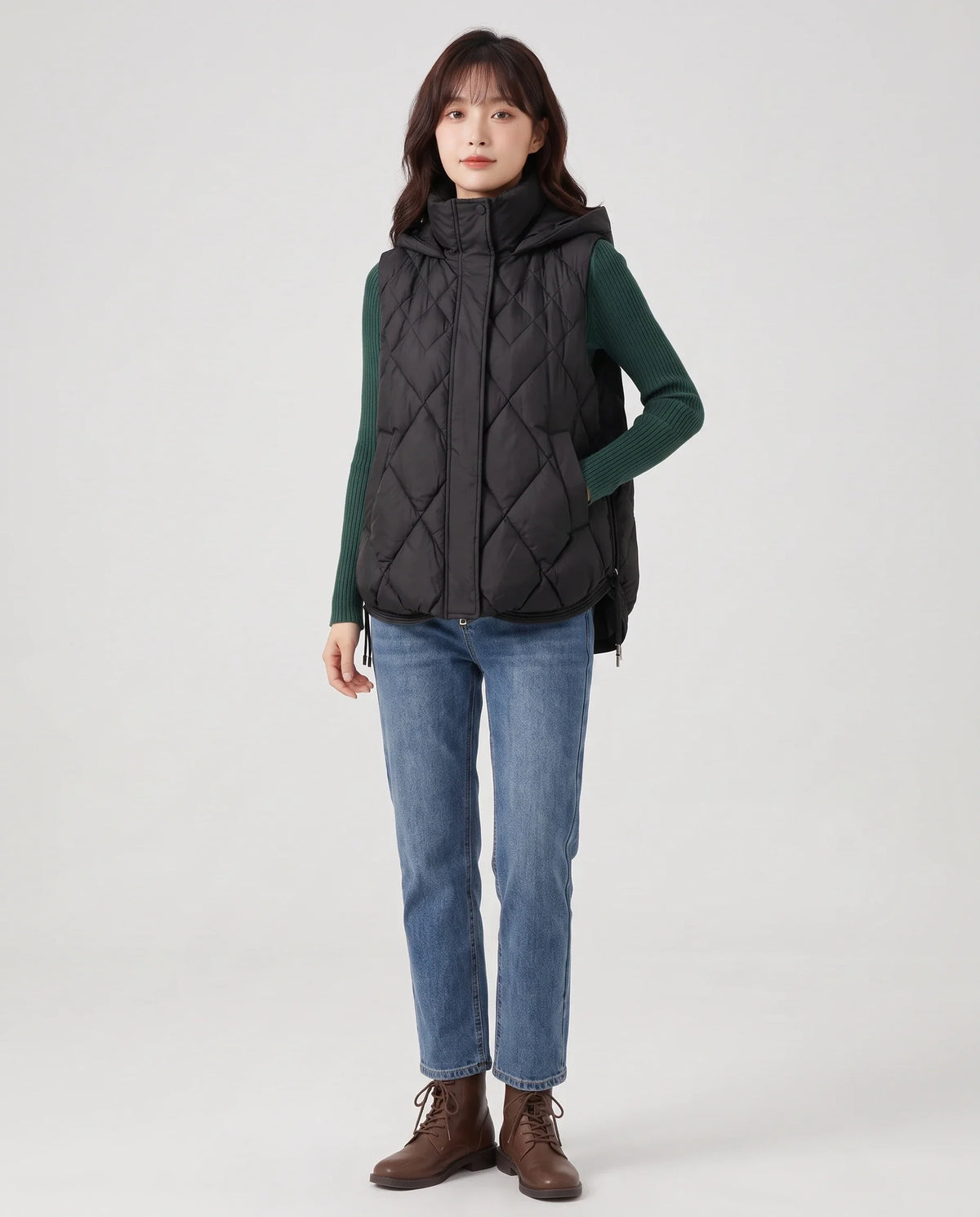 Gilet sans manches à capuche matelassé