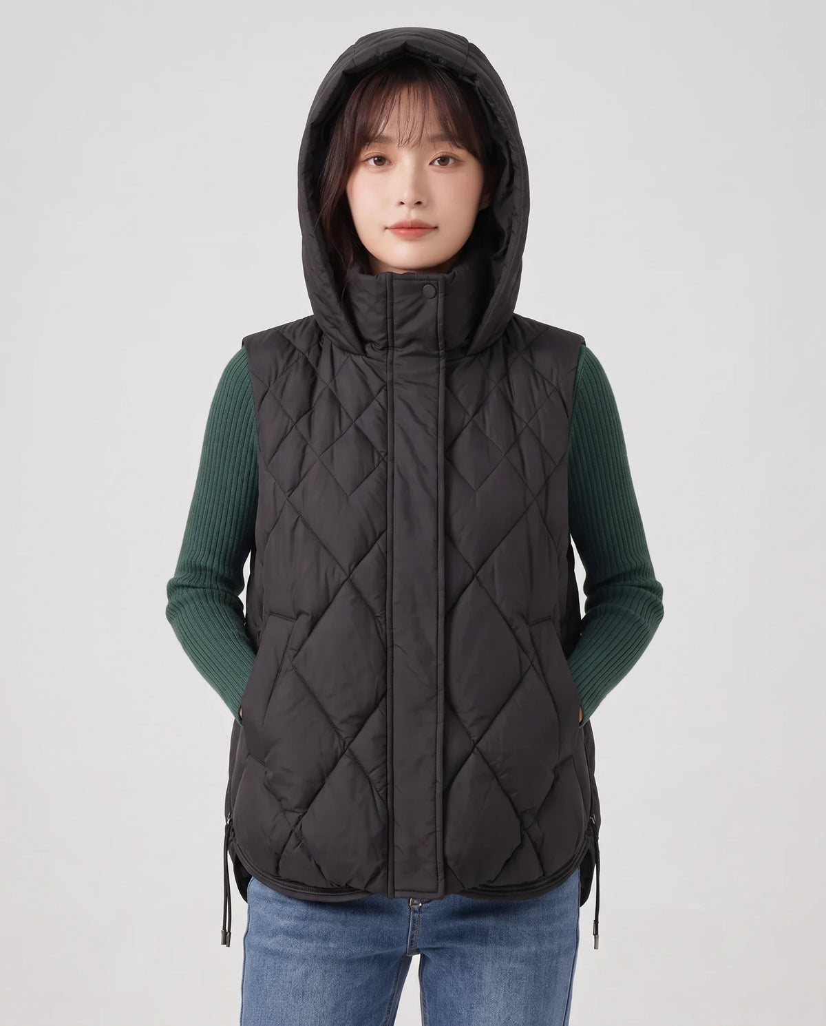 Gilet sans manches à capuche matelassé