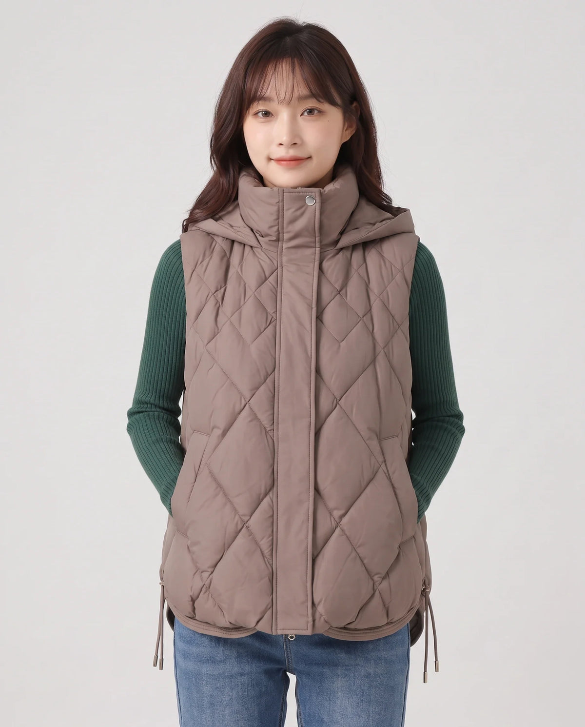 Gilet sans manches à capuche matelassé