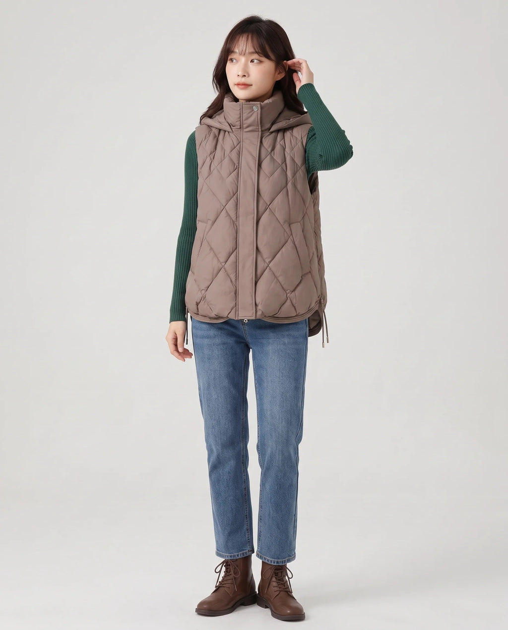 Gilet sans manches à capuche matelassé