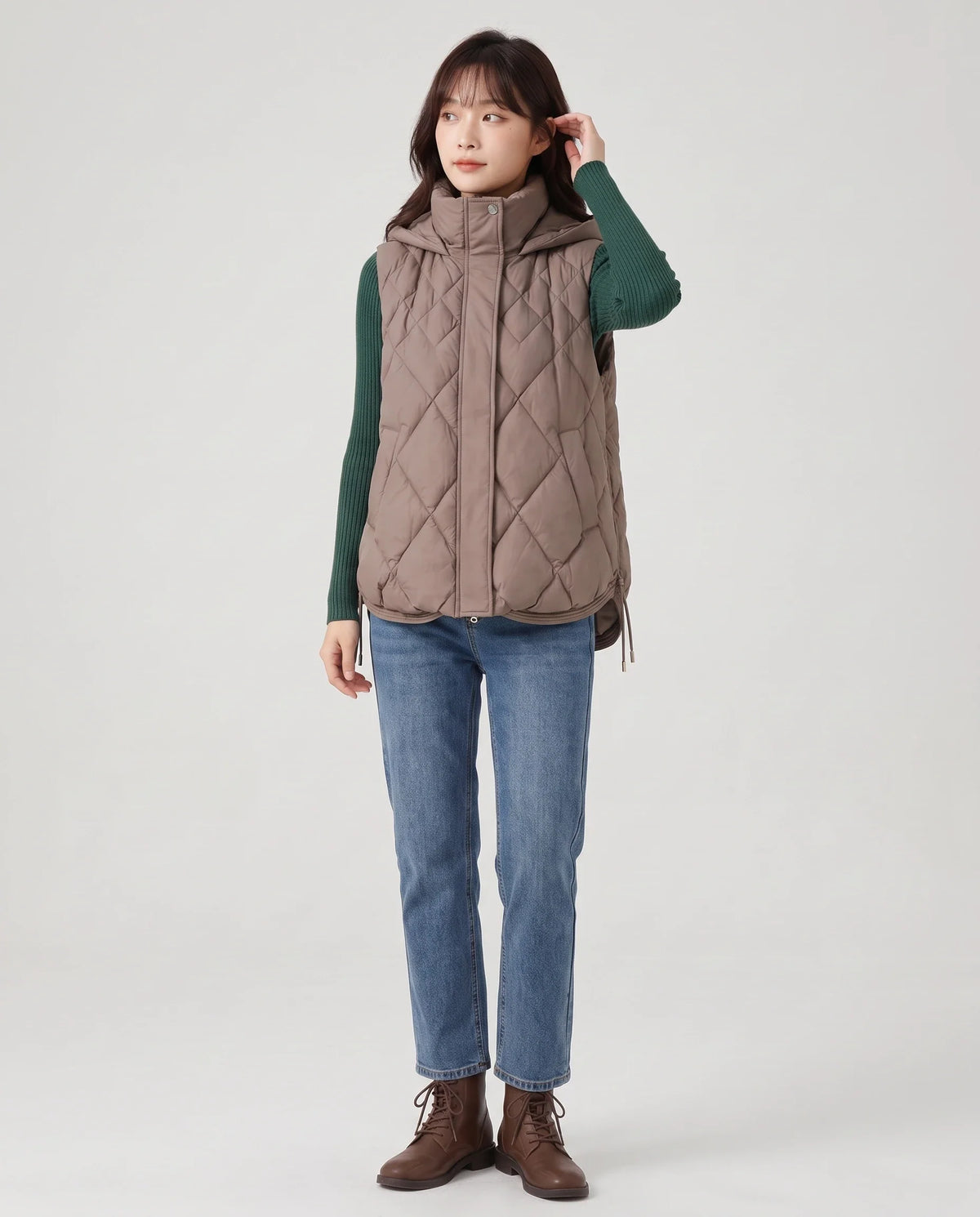 Gilet sans manches à capuche matelassé