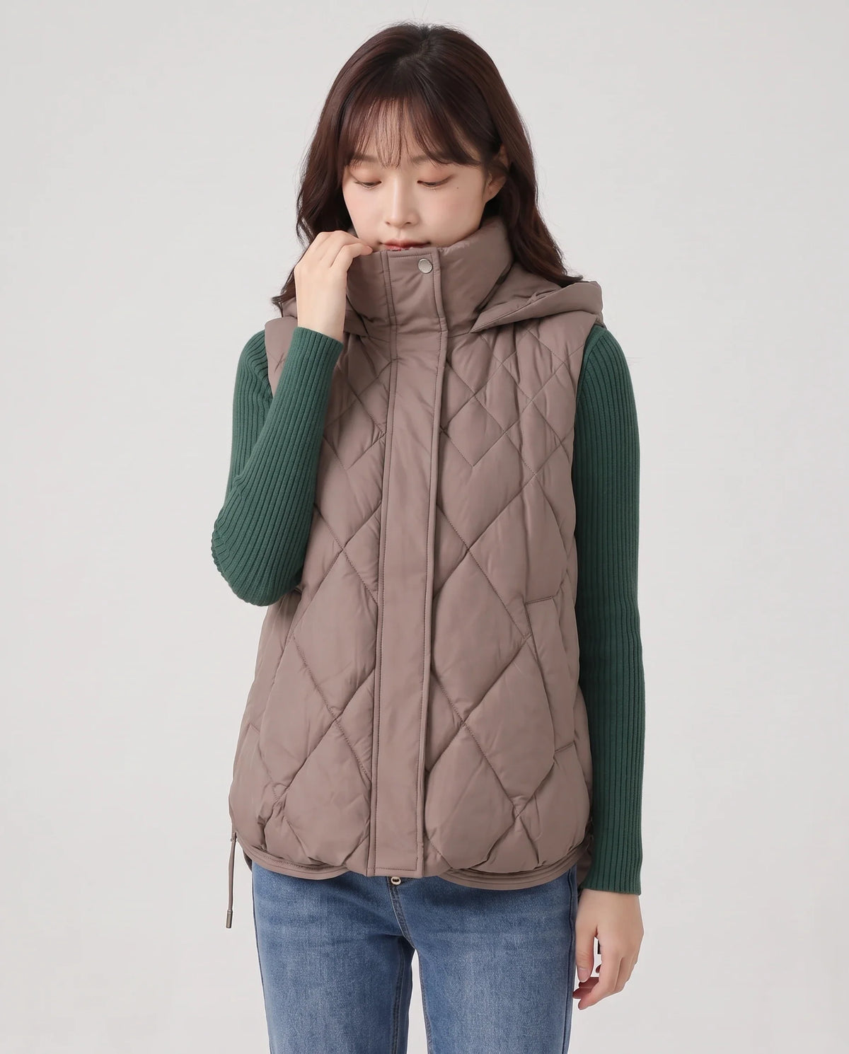 Gilet sans manches à capuche matelassé
