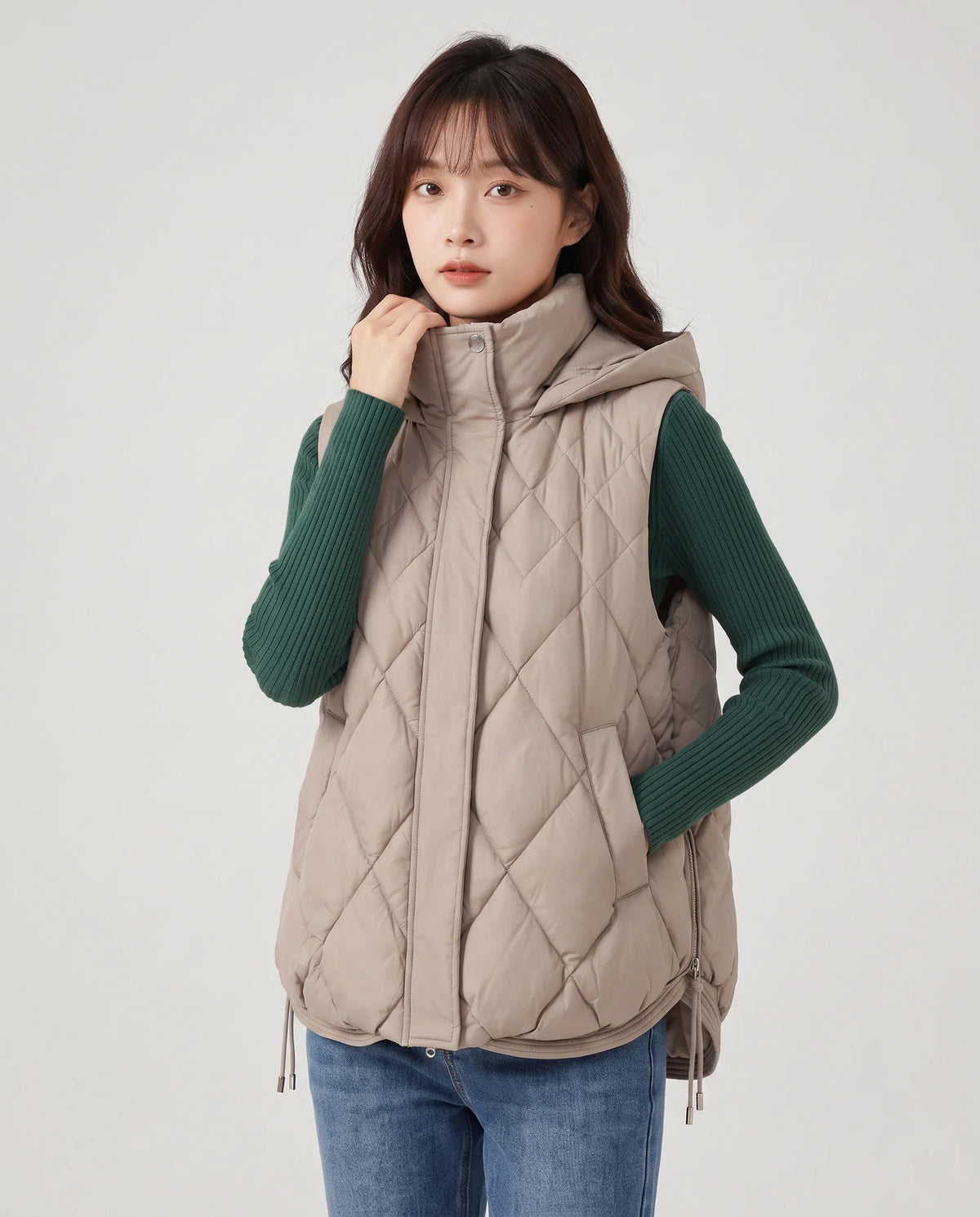 Gilet sans manches à capuche matelassé
