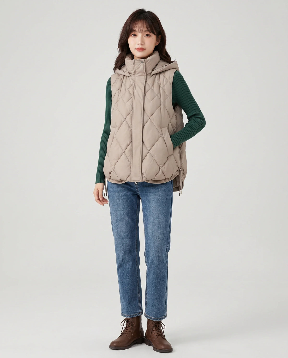 Gilet sans manches à capuche matelassé