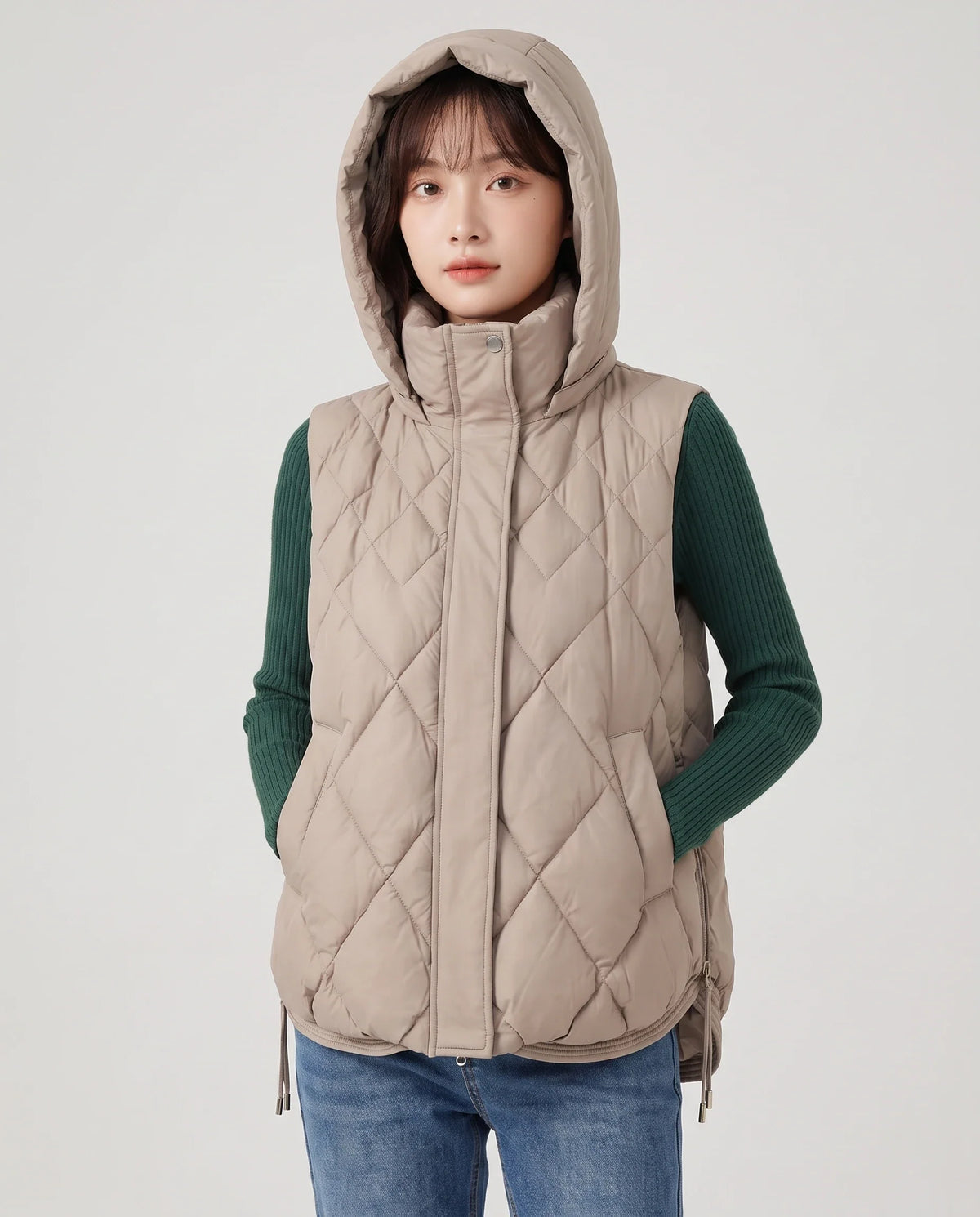Gilet sans manches à capuche matelassé