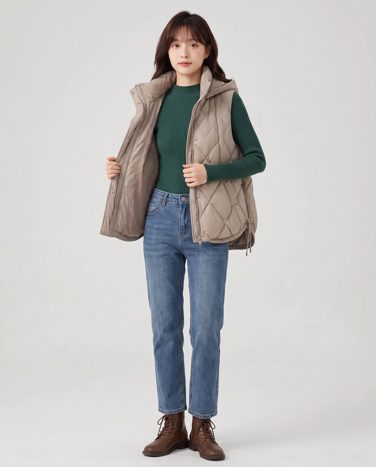 Gilet sans manches à capuche matelassé