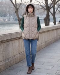 Gilet sans manches à capuche matelassé