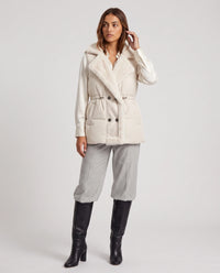 Gilet sans manches à col fausse fourrure