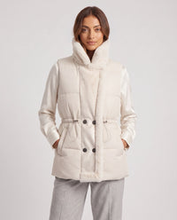 Gilet sans manches à col fausse fourrure